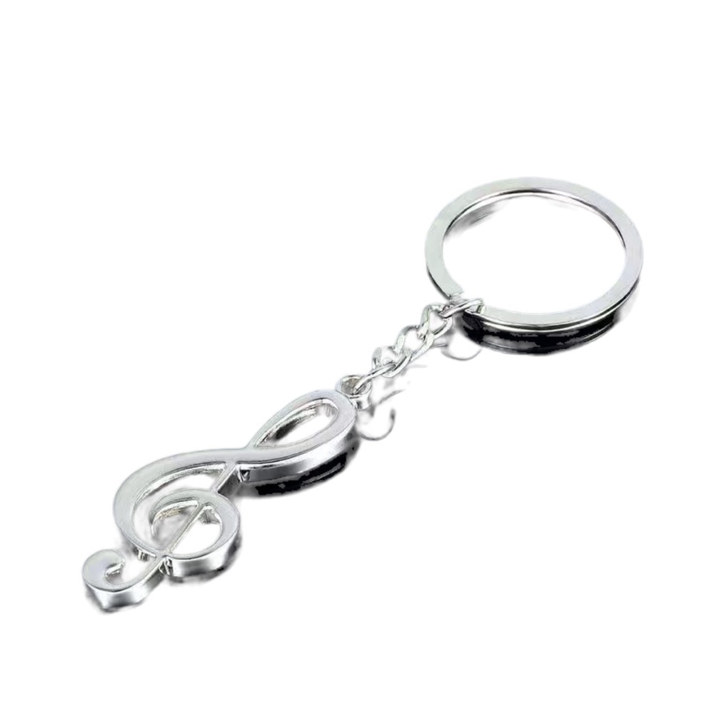 Silver Treble Clef Musical Symbol Keychain